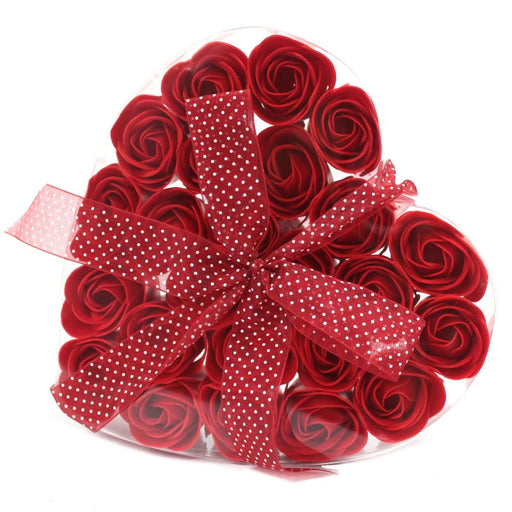 Set of 24 Soap Flower Heart Box - Red Roses - image 1