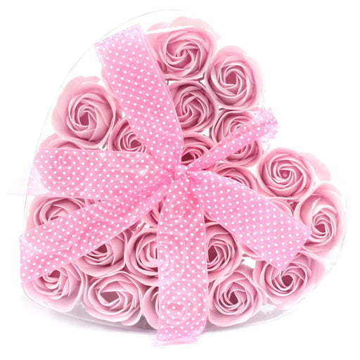 Set of 24 Soap Flower Heart Box - Pink Roses - image 1