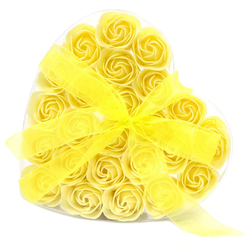 Set of 24 Soap Flower Heart Box - Yellow Roses - image 1