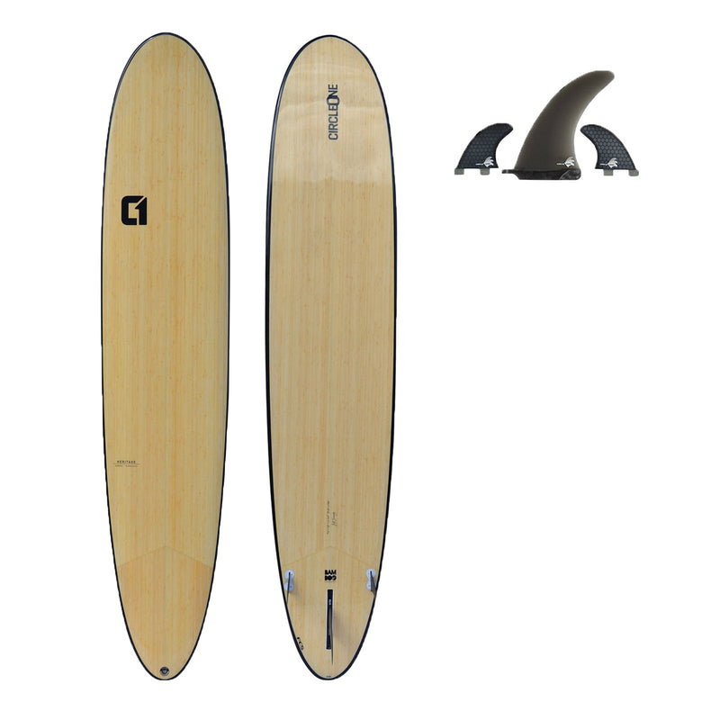 9ft 6 Bamboo Round Pin Tail Longboard Surfboard (FINS Included) - image 1