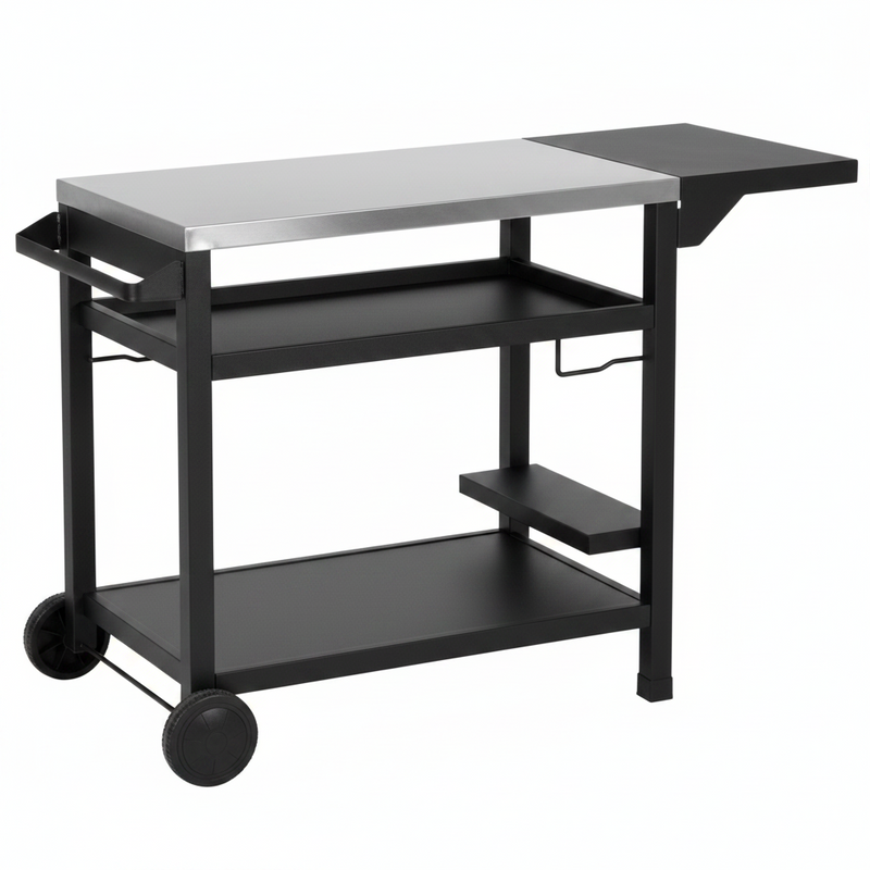 Outsunny BBQ Grill Table Stainless Steel Black
