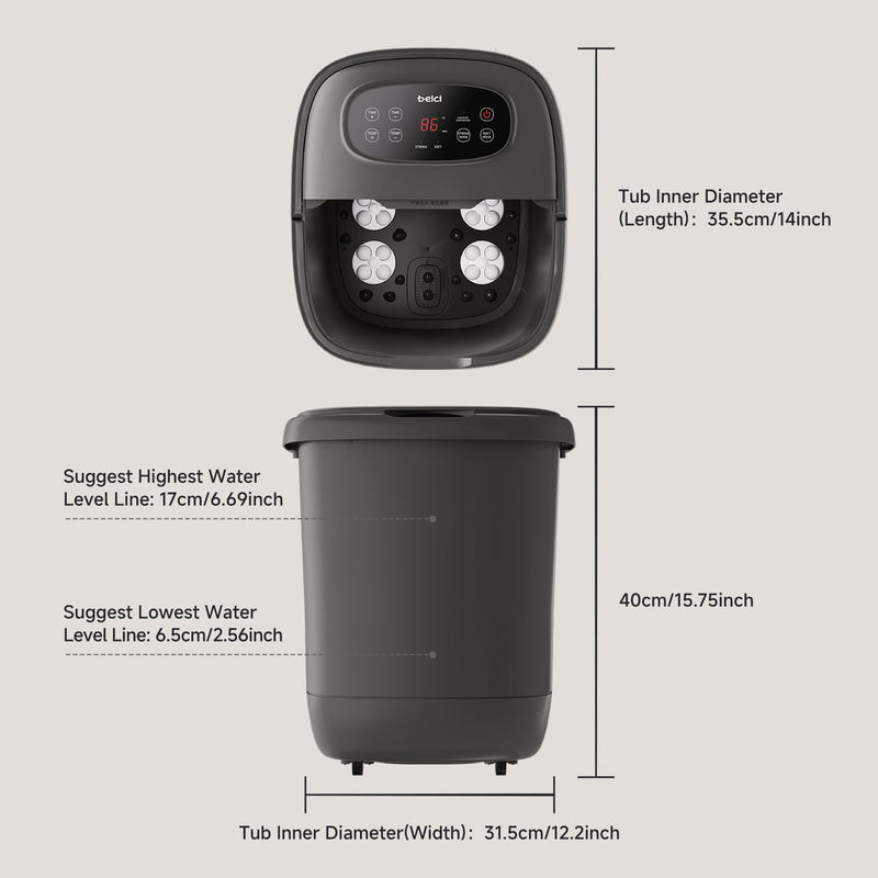 Beici High Depth 14in Foot Spa — PTC Heating, 6 Massage Balls, Timer + Temp Control
