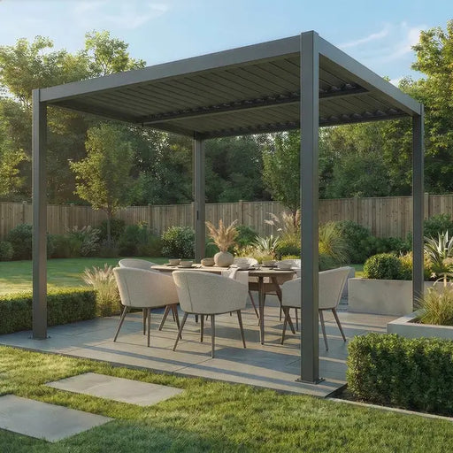 Como 3x3 Pergola Latte, side view