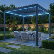 Como 3x3 Pergola Latte, dining setting