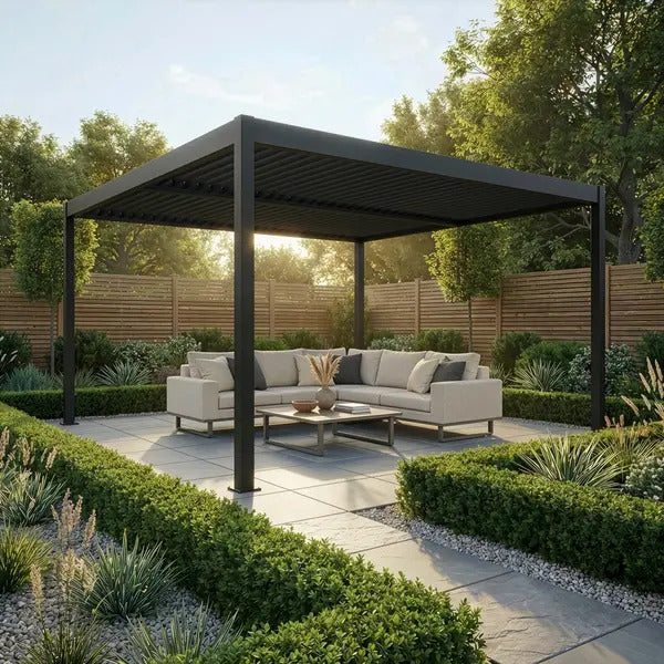 Como 4x4 Pergola Grey, side view