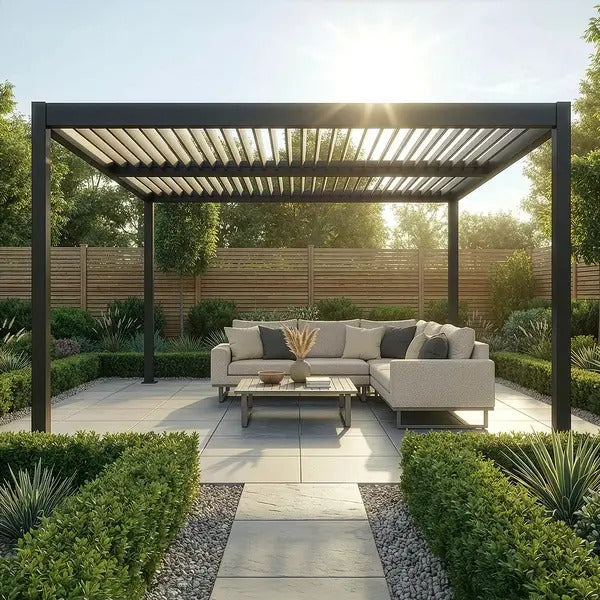 Como 4x4 Pergola Grey, louvre roof detail