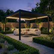 Como 4x4 Pergola Grey, evening lifestyle setting