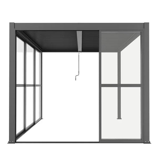 Como Pergola Sliding Transparent PC Doors 3m Grey, corner detail