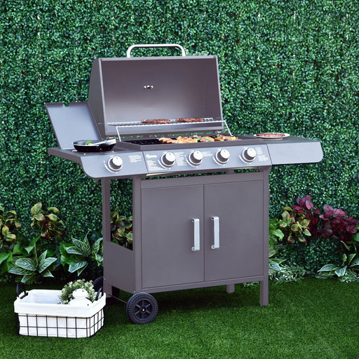 Outsunny Gas BBQ Grill 4 + 1 Stainless Steel Burner Garden Barbecue Cooker - image 2