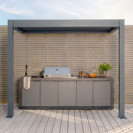 Eden BBQ Shelter Grey, angled view