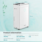25L/Day Dehumidifier with 6.5L Water Tank and 24H Timer for Home Basement-25L