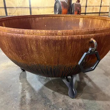 Kings Cauldron 41 Hemispherical Fire Pit – Heavy-Duty Patina Steel Outdoor Fire Bowl