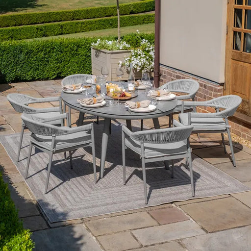 Maze Florence Rope Weave 6 Seat Oval Dining Set - Cool Linen
