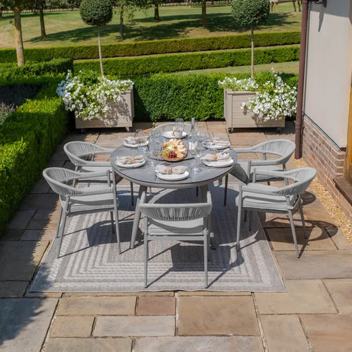 Maze Florence 6 Seat Oval Dining Set - table setting