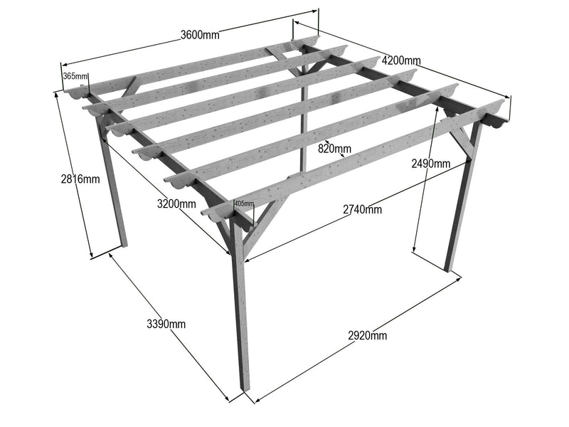 Chamfered Wooden Garden Pergola Kit - image 26
