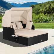 Garden Rattan Daybed with Retractable Canopy and Cushions-Beige - image 2