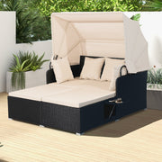 Garden Rattan Daybed with Retractable Canopy and Cushions-Beige - image 3