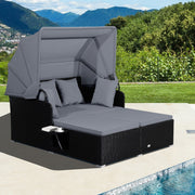 Garden Rattan Daybed with Retractable Canopy and Cushions-Beige - image 6