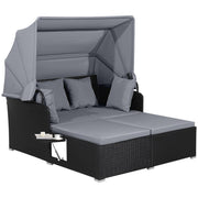 Garden Rattan Daybed with Retractable Canopy and Cushions-Beige - image 8