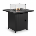 Outsunny Gas Fire Pit Table 11.7KW with Wind Guard Black