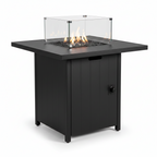 Outsunny Gas Fire Pit Table 11.7KW with Wind Guard Black