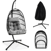 Hanging Swing Egg Chair with Stand Cozy Head Pillow  Cushion