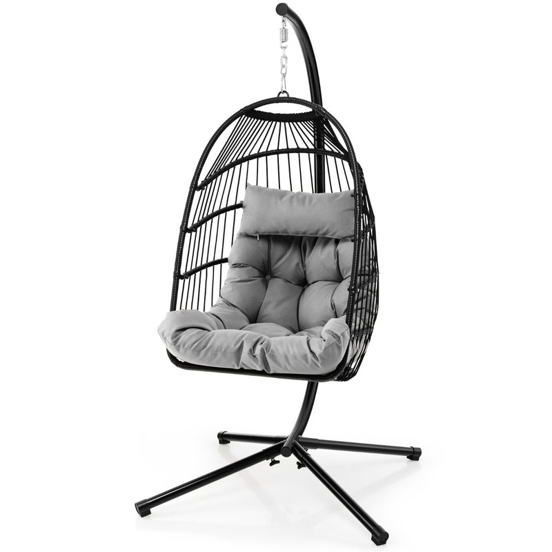 Hanging Swing Egg Chair with Stand Cozy Head Pillow  Cushion
