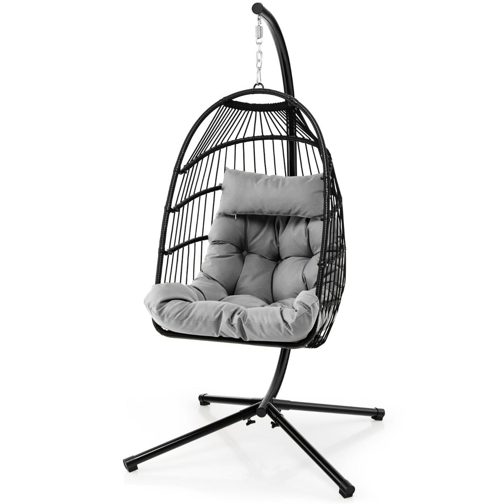 Hanging Swing Egg Chair with Stand Cozy Head Pillow  Cushion