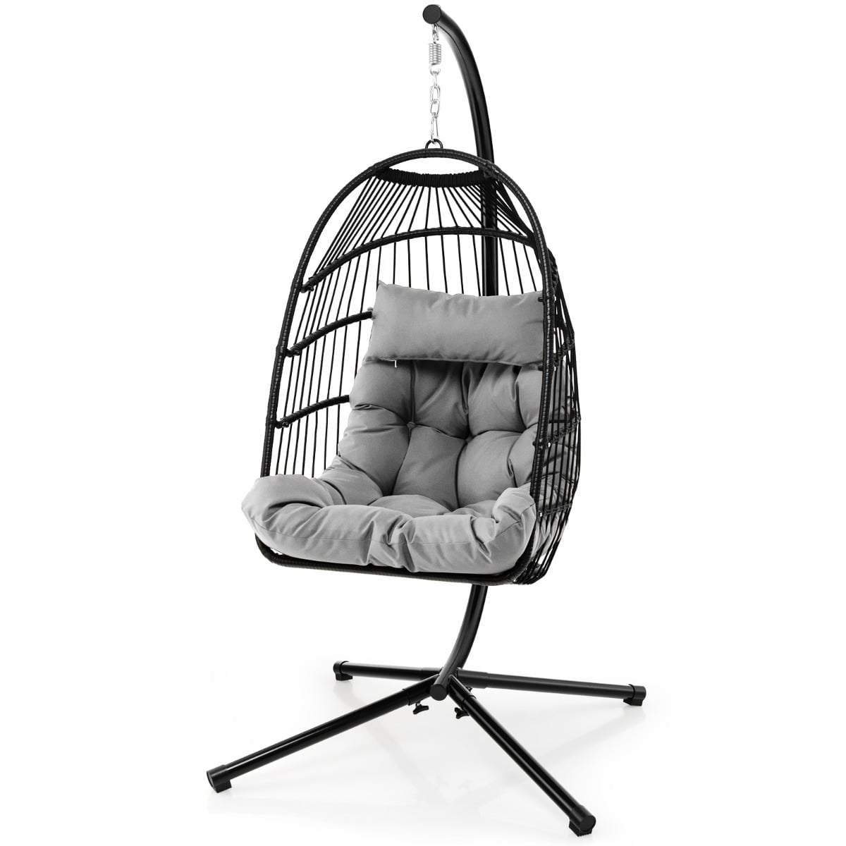 Hanging Swing Egg Chair with Stand Cozy Head Pillow  Cushion