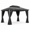Outsunny Hardtop Gazebo Aluminium Dark Grey 3.65x3m