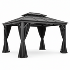 Outsunny Hardtop Gazebo Aluminium Dark Grey 3.65x3m