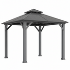 Outsunny Hardtop Gazebo Wood Frame Grey 3x3m