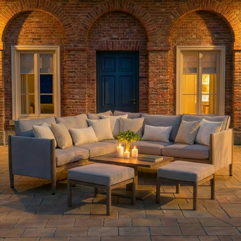 Maze - Burford Large Aluminium Corner Sofa Set with Rectangular Coffee Table - Beige
