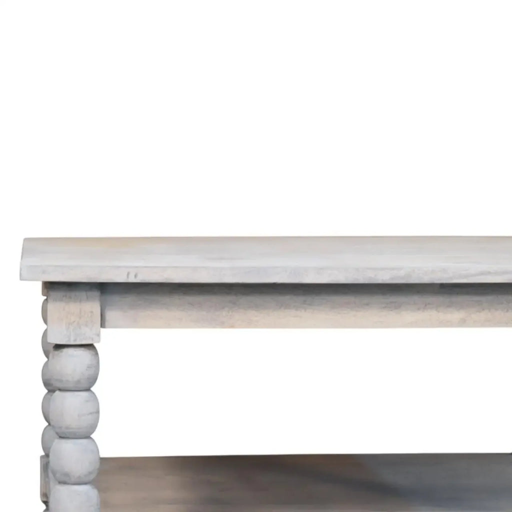 Solid Mango Wood Coffee Table with Open Storage Slot, Beige