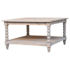Solid Mango Wood Coffee Table with Open Storage Slot, Beige