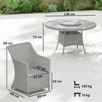 Outsunny Rattan Dining Set Round Table & Chairs Grey