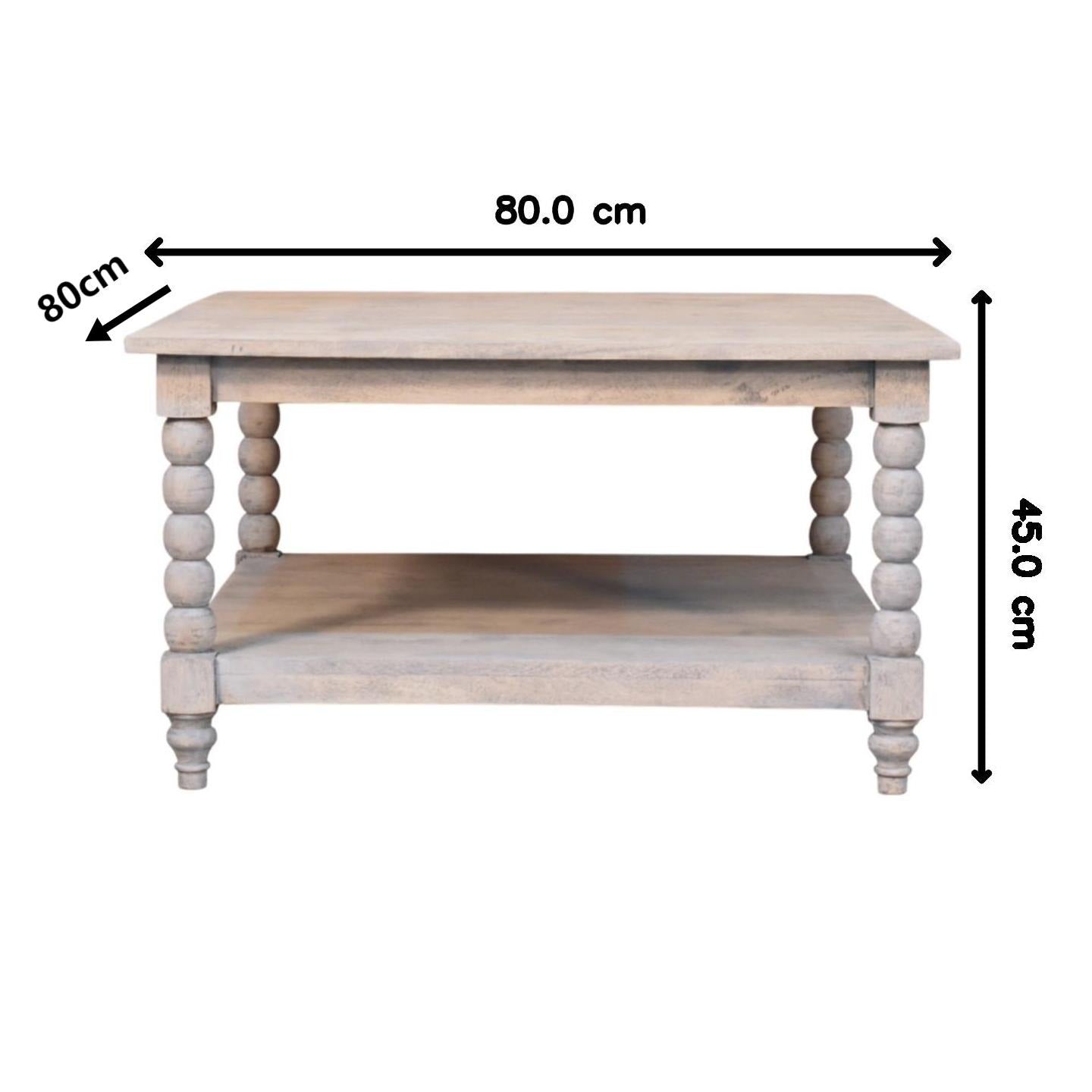 Solid Mango Wood Coffee Table with Open Storage Slot, Beige