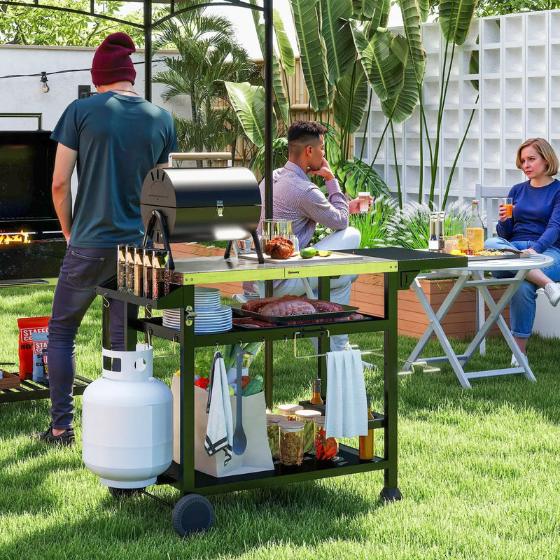 Outsunny BBQ Grill Table Stainless Steel Black