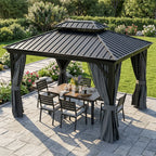 Outsunny Hardtop Gazebo Aluminium Dark Grey 3.65x3m