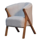 Bouclé Handcrafted Accent Chair with Solid Mango Wood Frame, Brown
