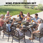 Outsunny 9-Piece Cast Aluminium Dining Set Bronze Patio