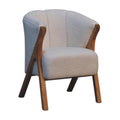 Bouclé Handcrafted Accent Chair with Solid Mango Wood Frame, Brown