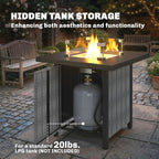 Outsunny Gas Fire Pit Table 11.7KW with Wind Guard Black