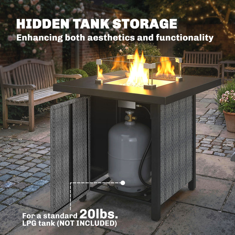 Outsunny Gas Fire Pit Table 11.7KW with Wind Guard Black