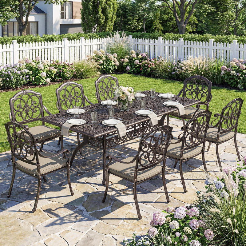 Outsunny 9-Piece Cast Aluminium Dining Set Bronze Patio