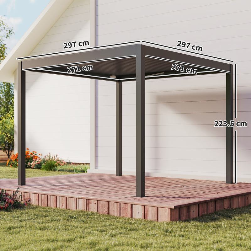 Outsunny Electric Aluminium Pergola with LED Lights 3x3m