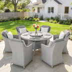 Outsunny Rattan Dining Set Round Table & Chairs Grey