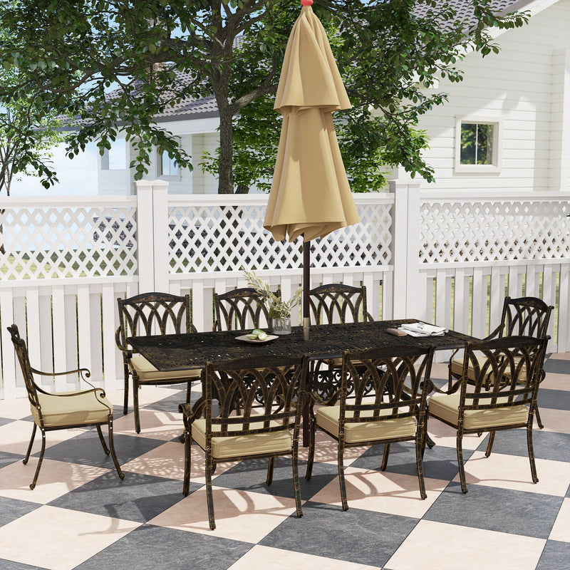 Garden Dining Set 220L x 106W x 72Hcm Bronze Tone