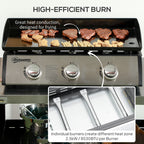 Outsunny 3 Burner Gas BBQ Grill with Lid Black