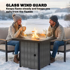 Outsunny Gas Fire Pit Table 11.7KW with Wind Guard Black